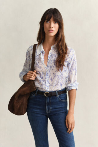 Chemise en coton et soie à motif floral