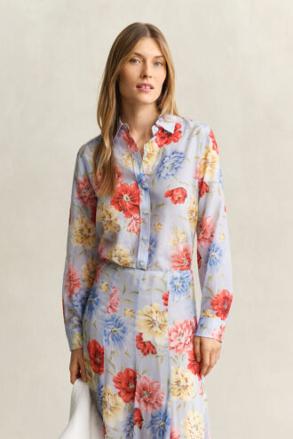 Chemise en coton et soie à motif floral