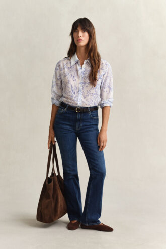 Chemise en coton et soie à motif floral