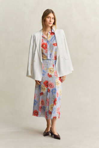 Chemise en coton et soie à motif floral