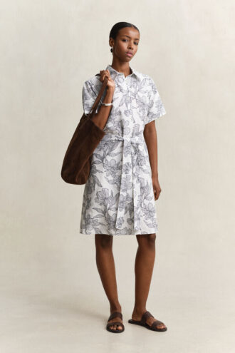 Chemise en lin à fleurs