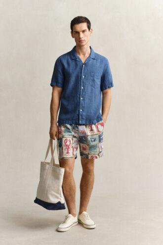 Chemise en lin à manches courtes