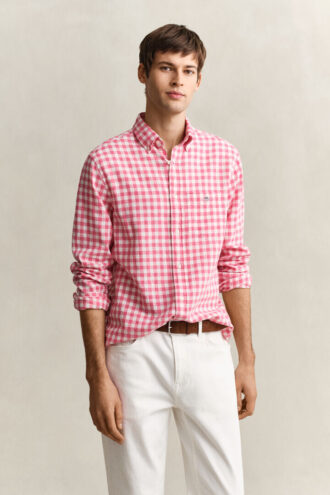 Chemise en lin mélangé à carreaux vichy