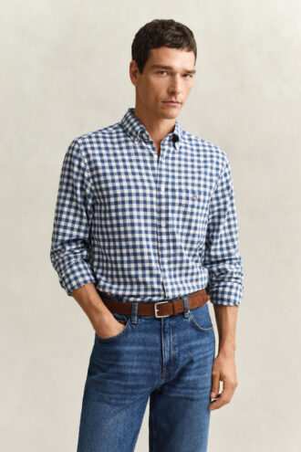 Chemise en lin mélangé à carreaux vichy