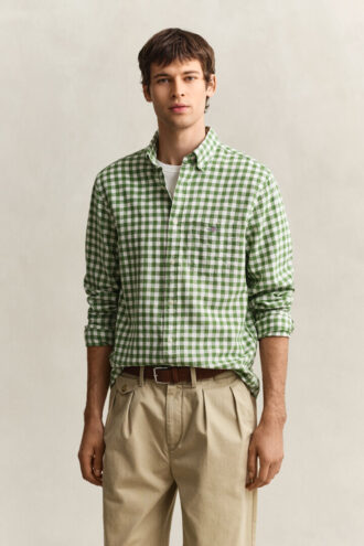 Chemise en lin mélangé à carreaux vichy