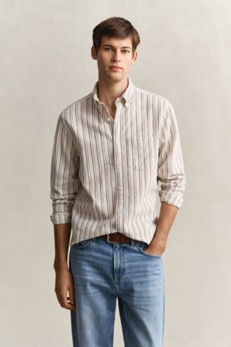 Chemise en lin mélangé à rayures
