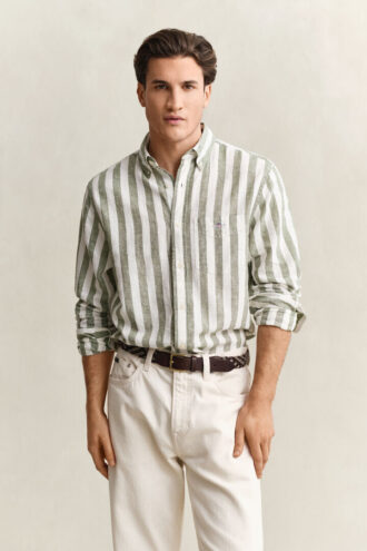 Chemise en lin mélangé à rayures