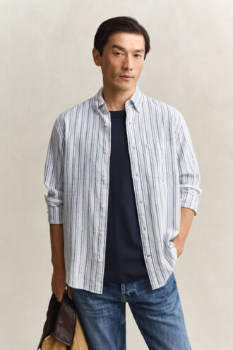 Chemise en lin mélangé à rayures