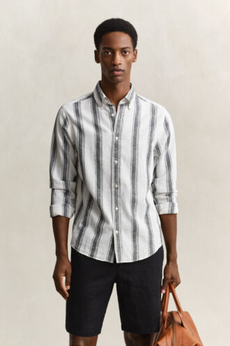 Chemise en lin mélangé à rayures