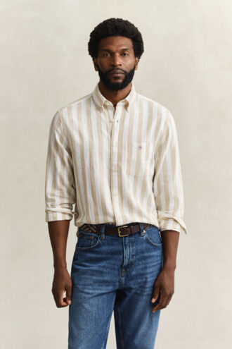 Chemise en lin mélangé à rayures
