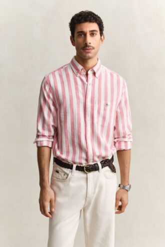 Chemise en lin mélangé à rayures