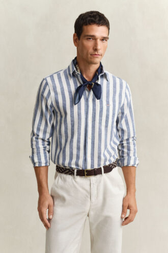Chemise en lin mélangé à rayures