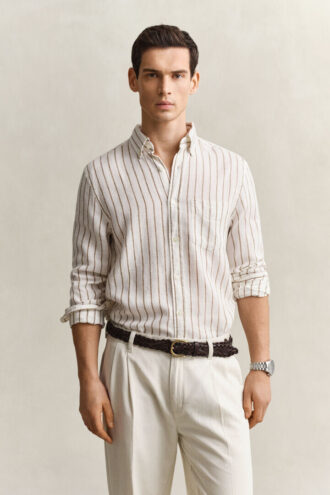 Chemise en lin mélangé à rayures