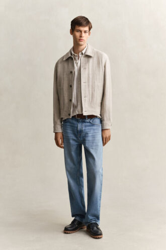 Chemise en lin mélangé à rayures