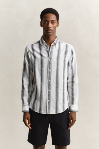 Chemise en lin mélangé à rayures