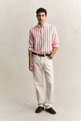 Chemise en lin mélangé à rayures