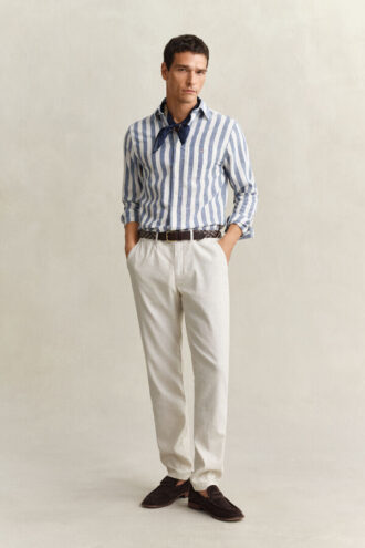 Chemise en lin mélangé à rayures