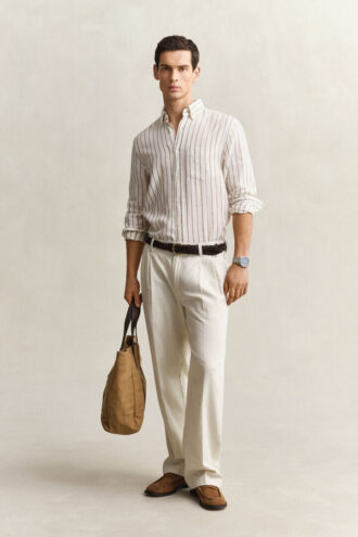 Chemise en lin mélangé à rayures