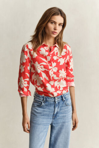 Chemise en lin à motifs floraux