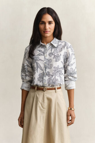 Chemise en lin à motifs floraux