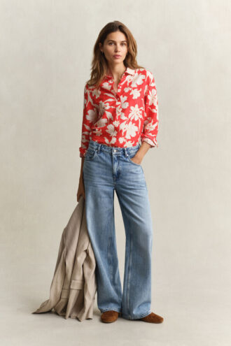 Chemise en lin à motifs floraux