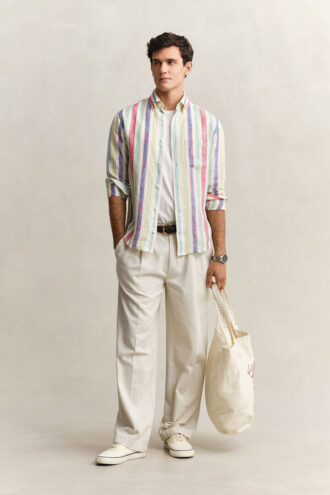 Chemise en lin à rayures multiples