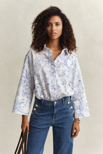 Chemise en popeline à fleurs