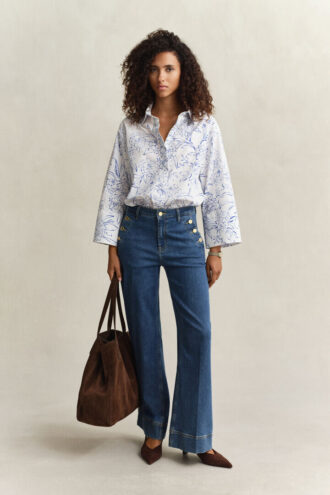Chemise en popeline à fleurs
