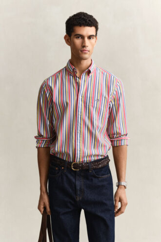 Chemise en popeline à rayures multiples