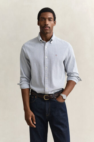 Chemise en seersucker rayé, coupe classique