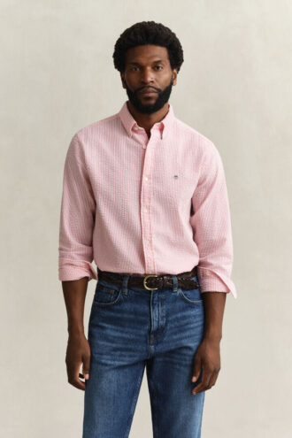 Chemise en seersucker rayé, coupe classique