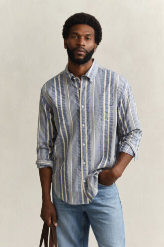 Chemise en seersucker rayé à la coupe décontractée