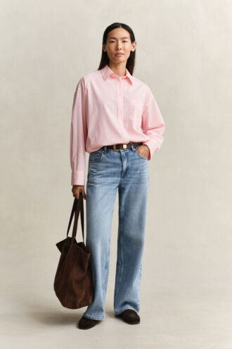 Chemise oversize classique en popeline rayée